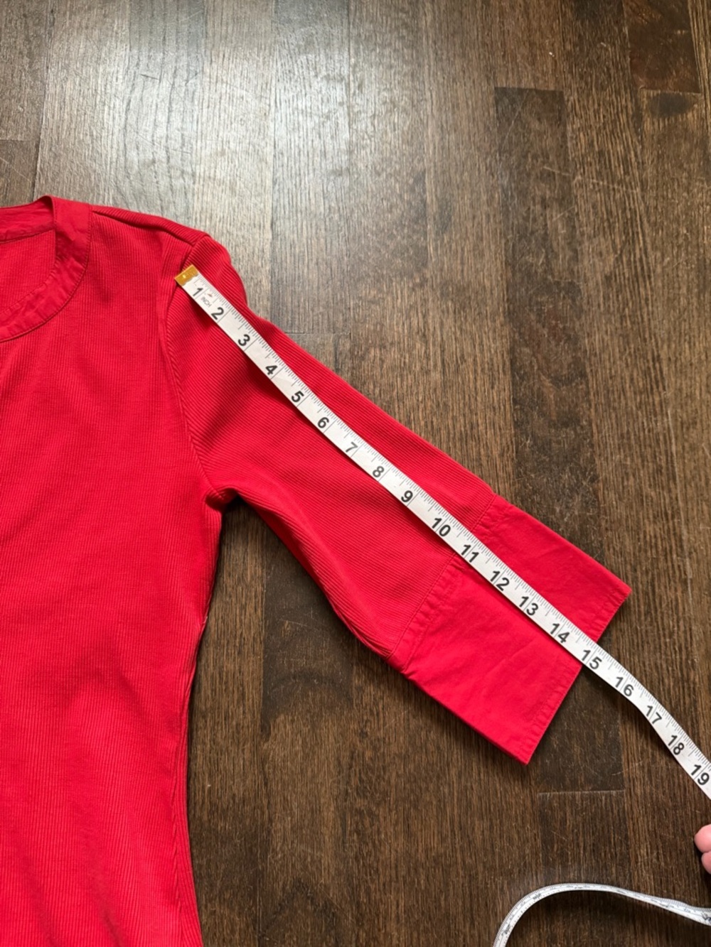 Anthropologie Girls' Bright Red 3/4 Sleeve Ruffle-Trim Top - Picture 5 of 6